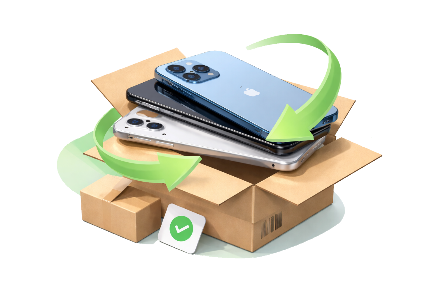 Phones and devices being prepared for trade-in